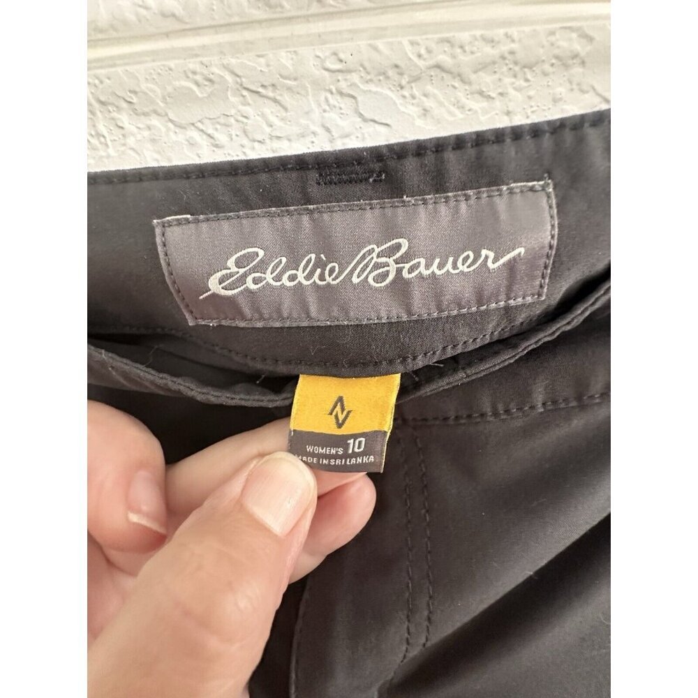 Eddie Bauer Chino Pants Women Size 10 Black Polyester Stretch Slightly Curvy Fit - Picture 6 of 11